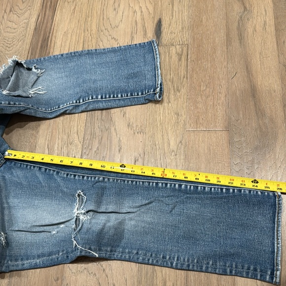 American Eagle Jeans Women Size 16 Artist Crop Faded Out Stretch Ripped Holes - Picture 7 of 7